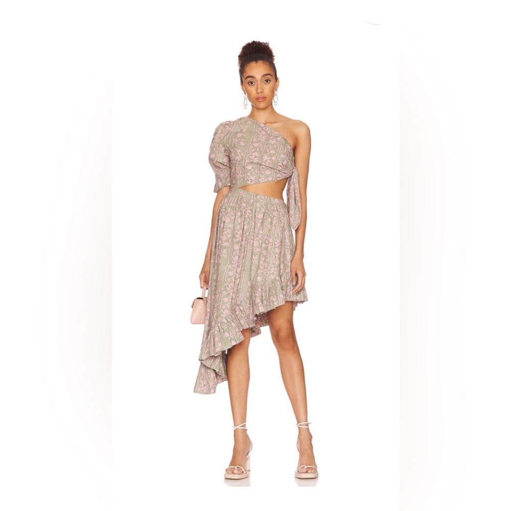 Cleobella One Shoulder Dress in Pink and Gray